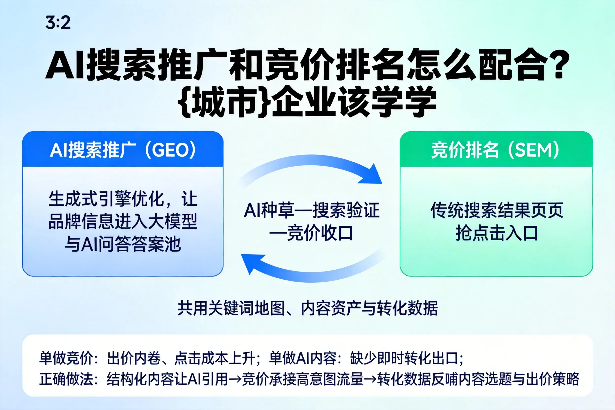 AI搜索推广和竞价排名怎么配合？呼和浩特企业该学学