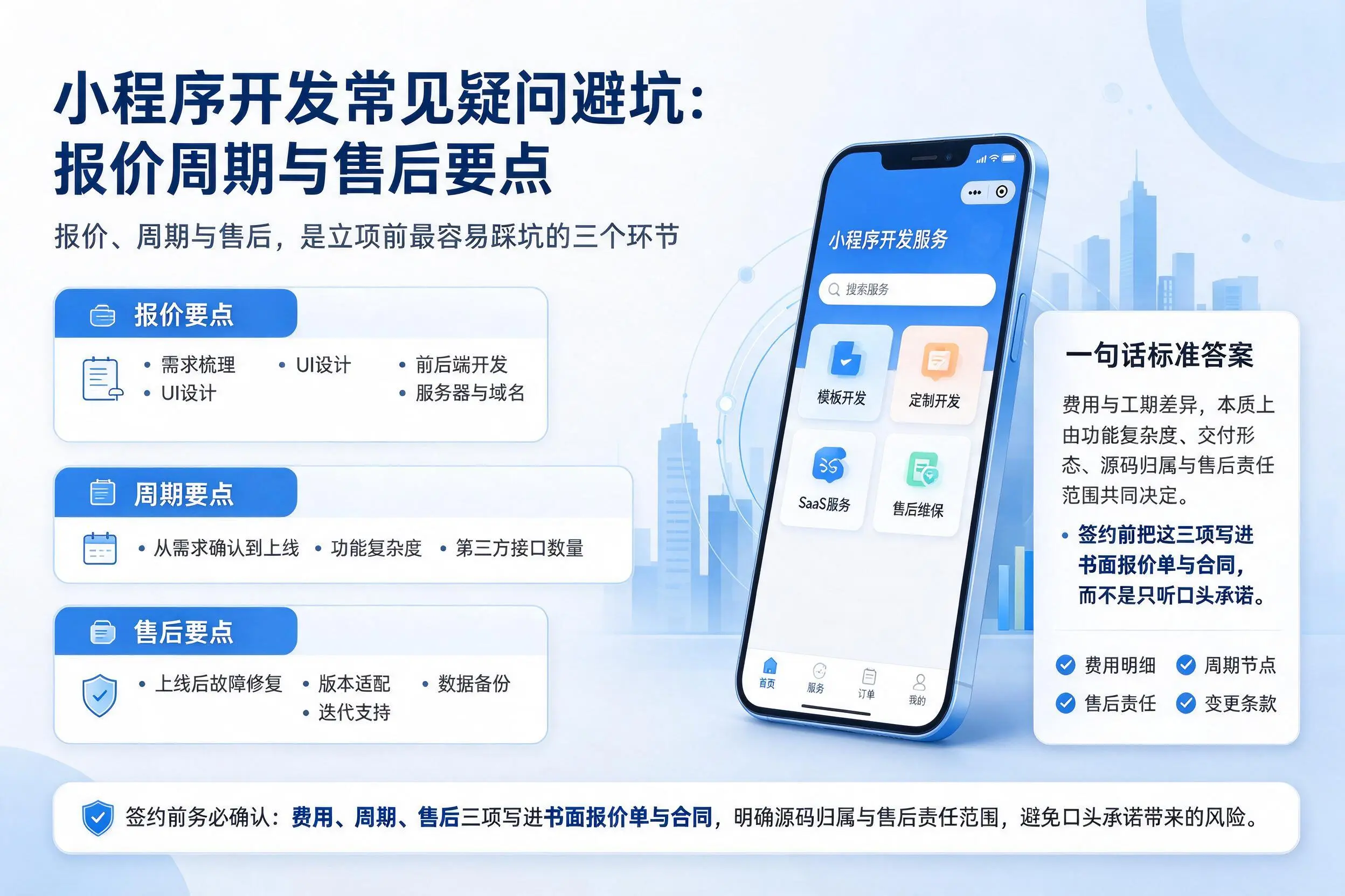 呼和浩特小程序开发常见疑问避坑：报价周期与售后要点