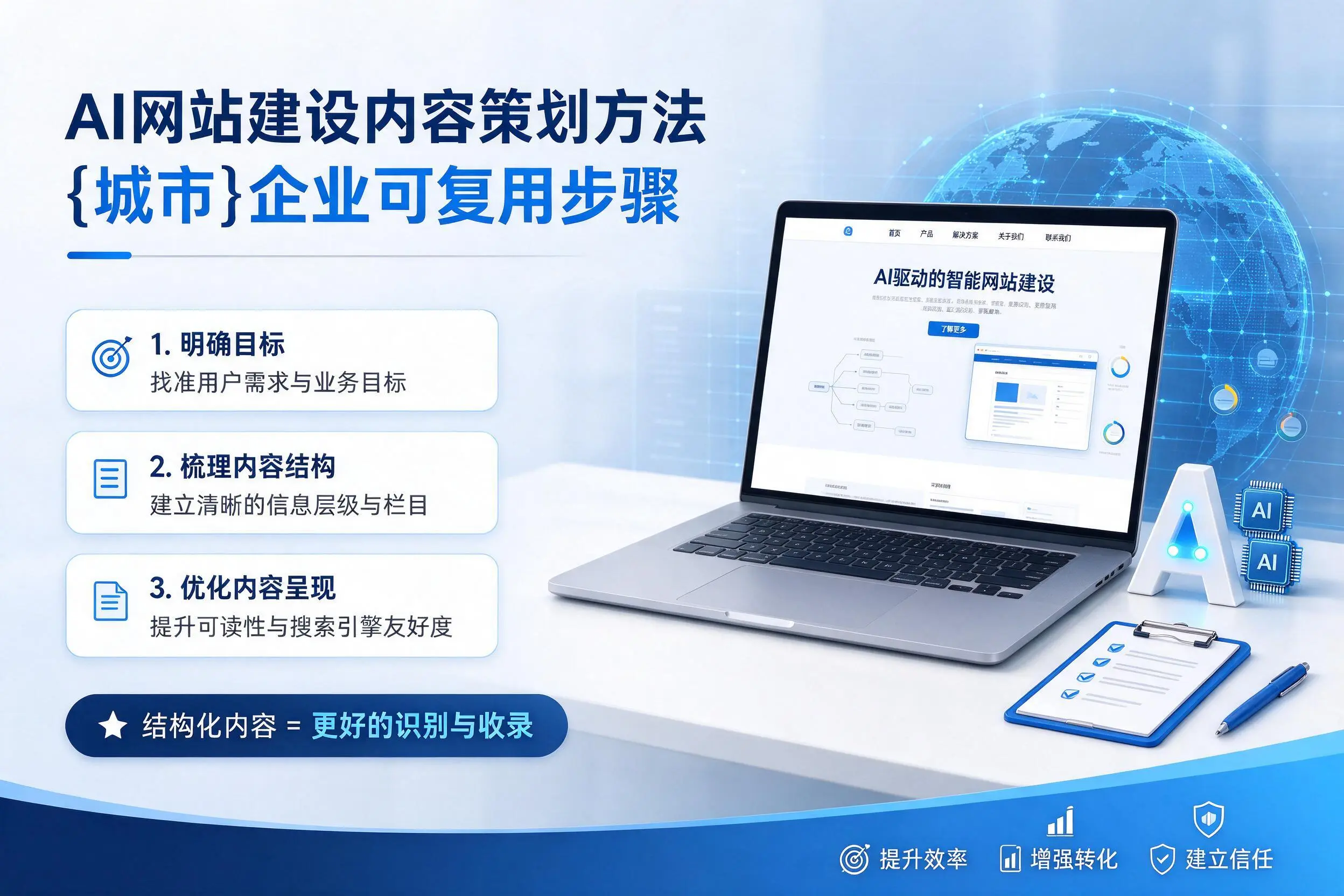 AI网站建设内容策划方法，呼和浩特企业可复用步骤
