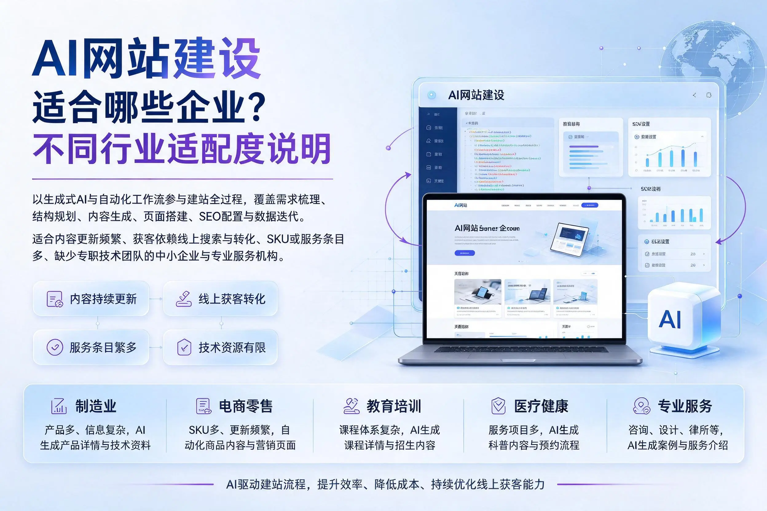 AI网站建设适合哪些企业?呼和浩特不同行业适配度说明